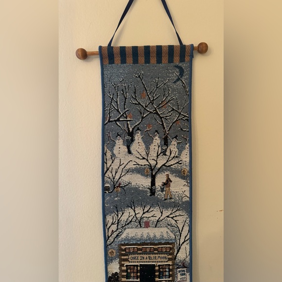 Tapestry Decor-winter scene vintage made in USA - Picture 3 of 6